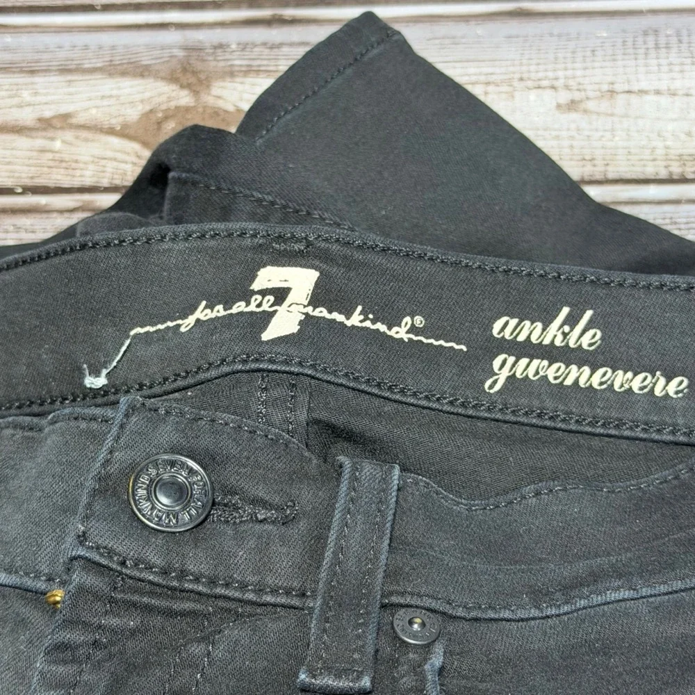 7 For All Mankind Ankle Gwenevere Jeans Womens 26 Black Skinny Low Rise Stretch